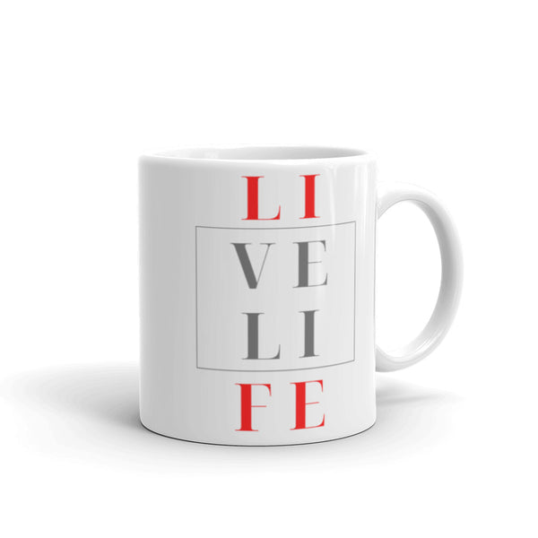 LIVE LIFE - White glossy mug 11oz