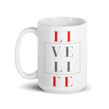 Live Life White glossy mug - 15 oz
