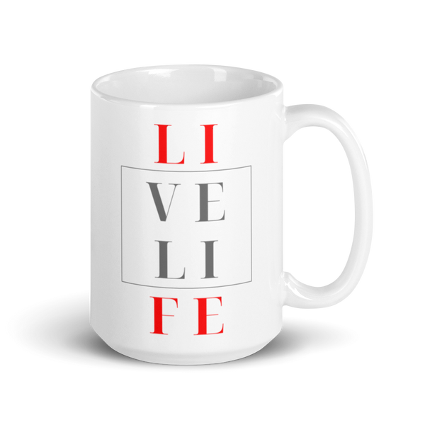 Live Life White glossy mug - 15 oz